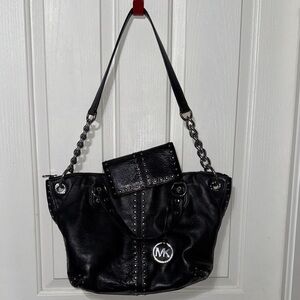 Michael Kors Black Studded purse w/matching wallet vintage MK. Comes w/dust bag